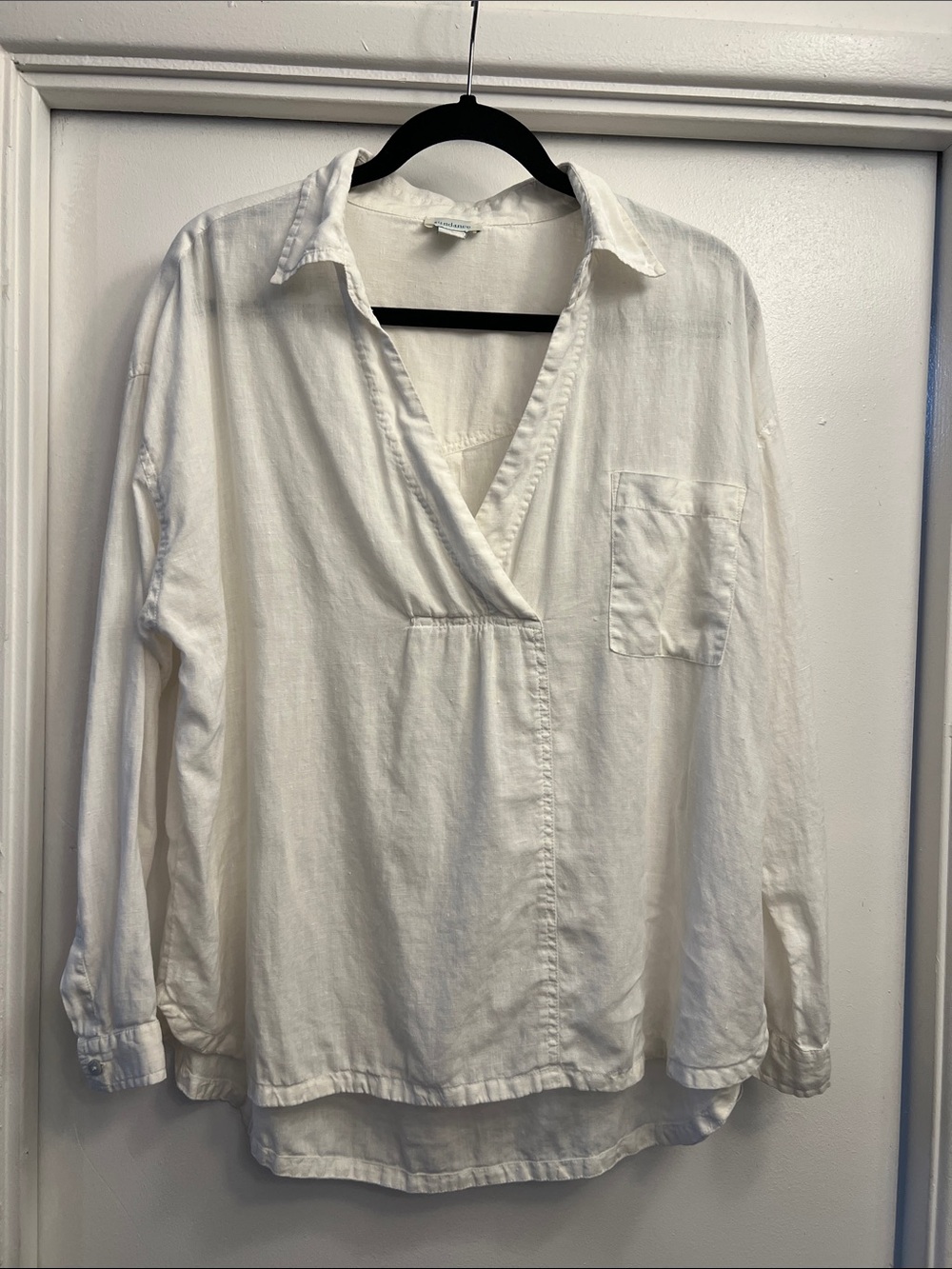 Sundance 100% Linen Long Sleeve V-Neck Popover Size Medium
